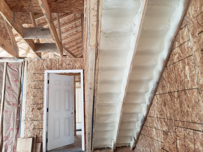 Spray foam insulation in sloped roof