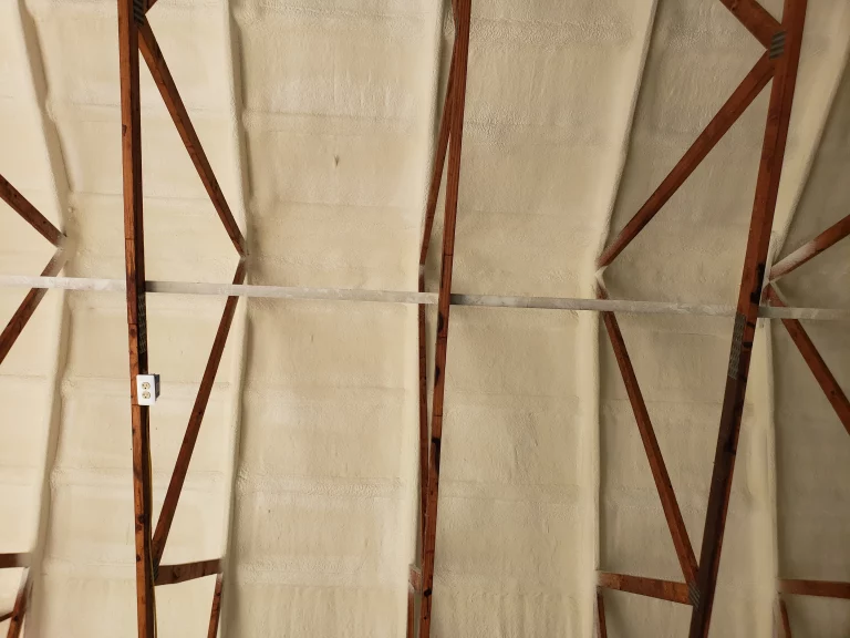 Spray foam insulation on sloped roof