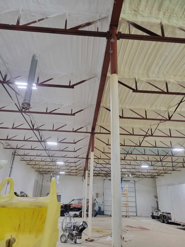 Steel beam sprayed with coating